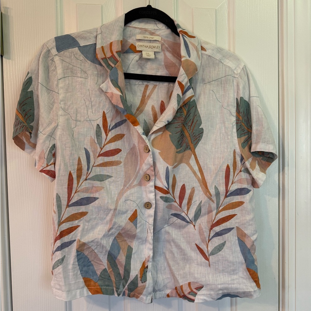 Cynthia Rowley 100% Linen Blouse - Size Medium